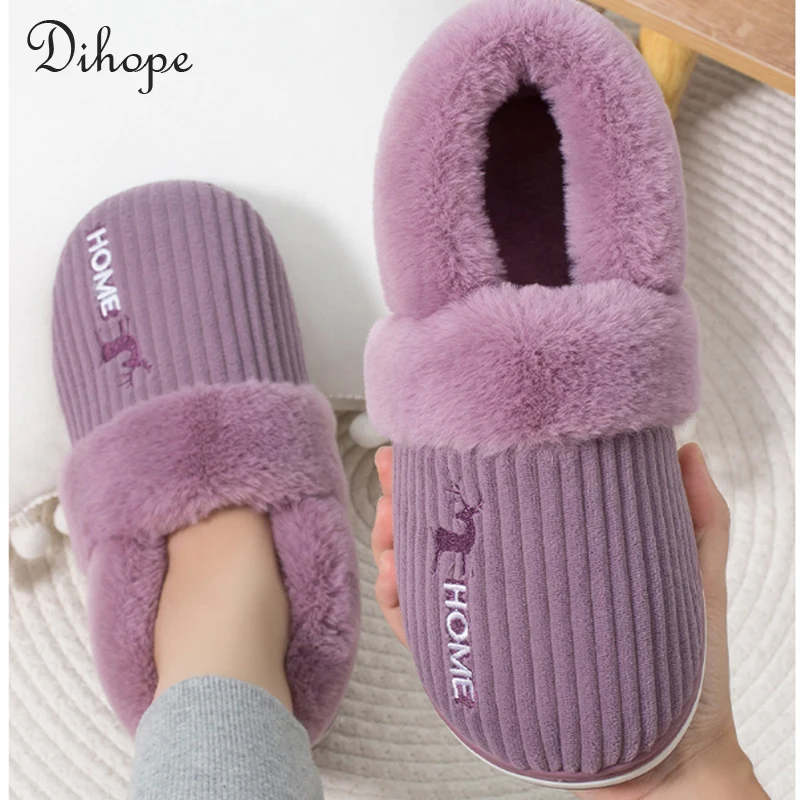 

Couples Home Slippers Women Men New Fashion Warm Winter Furry Soft Short Plush Slipper Non Slip Bedroom Slides Indoor Shoes
