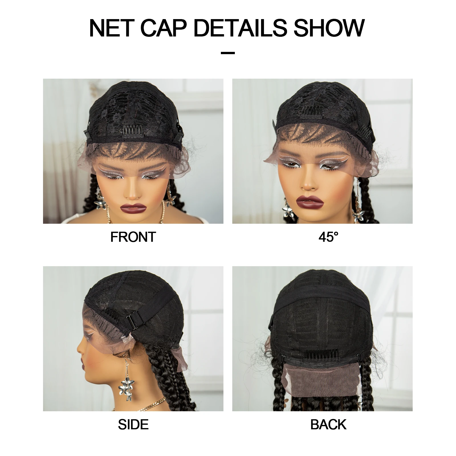 28-дюймовый натуральный узел без косичек плетеные парики с детскими волосами