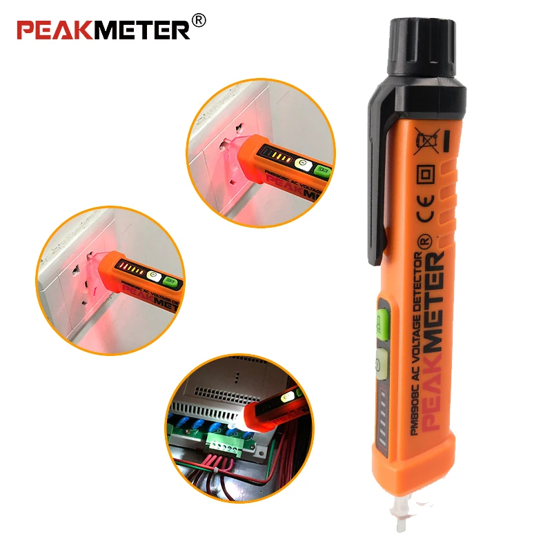 

PEAKMETER PM8908C Non-contact AC Voltage Detectors Tester Meter 12V-1000V Pen Style Volt Electric Test Voltage Meters Tools