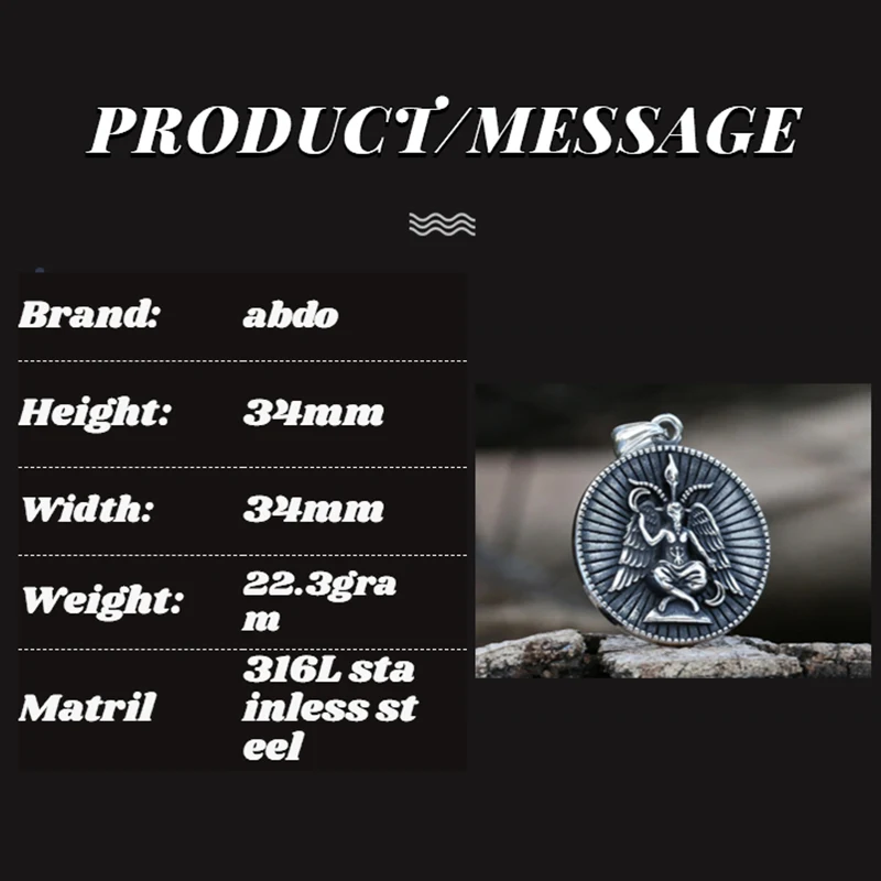 Мужское ожерелье с подвеской из нержавеющей стали плетение козы сатаны