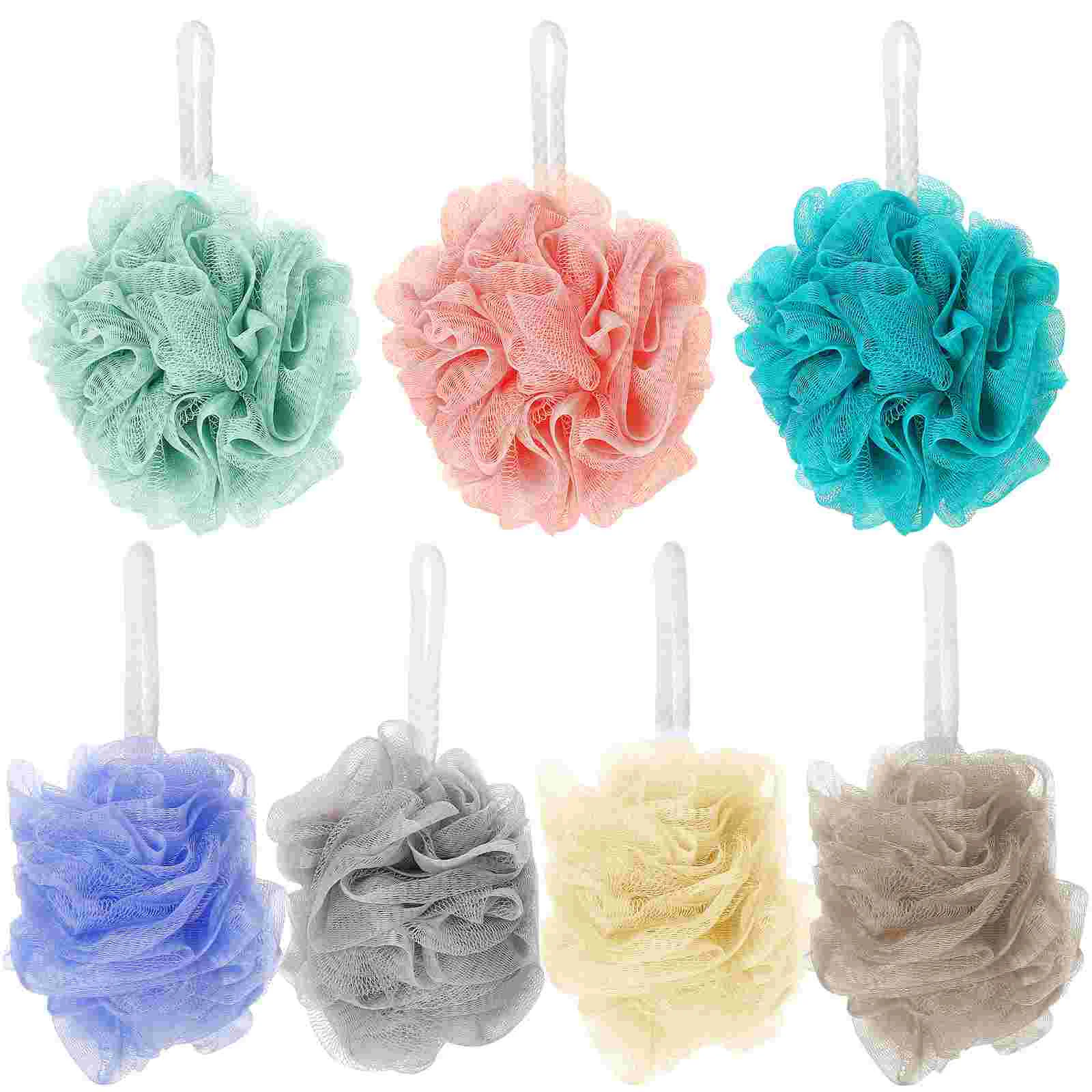 

7 Pcs Bathing Accessories Scrubber For Shower Cleaning Two-color Exfoliating Balls Loofah Travel