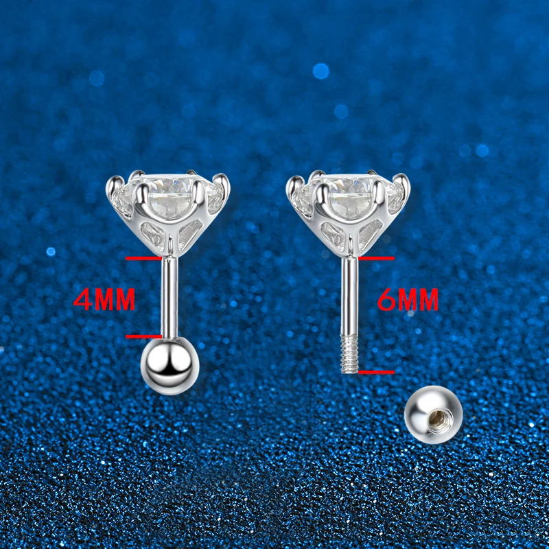 Серьги-гвоздики COSYA из стерлингового серебра 925 привинчиваются с кристаллами моиссанита от 0,3 до 2 карат, обрамленными 6 зубчатыми хватами и бриллиантами D GRA, созданными для женской свадебной вечеринки, изящных украшений.
