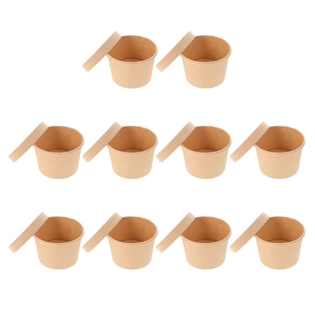 

Soup Paper Cups Kraft Containers Disposable Bowls Lids Ice Cream Cup Takeoutcardboard Porridge Small Bowl Salad Storage Yogurt