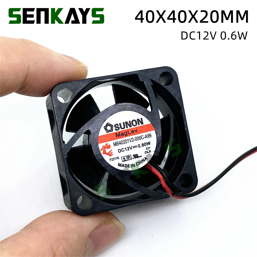 Вентилятор Sunon maglion, внешний источник питания, осевой вентилятор охлаждения, 12 В постоянного тока, 0,6 Вт, 4020, 40*40*20 мм, 2 контакта