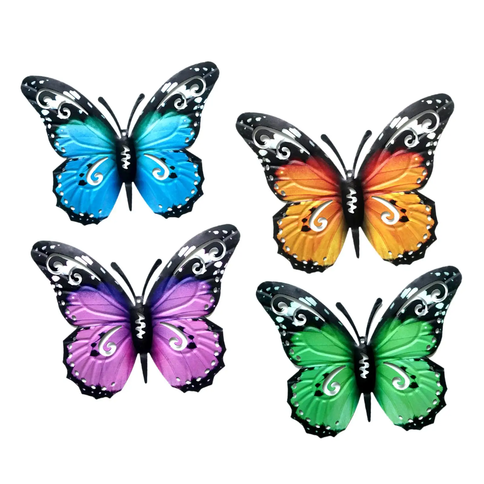

Настенный декор в виде бабочки 4x, подвесная скульптура-бабочка, нержавеющий дизайн, для сада, для двери, гостиной, забора, внутреннего дворика