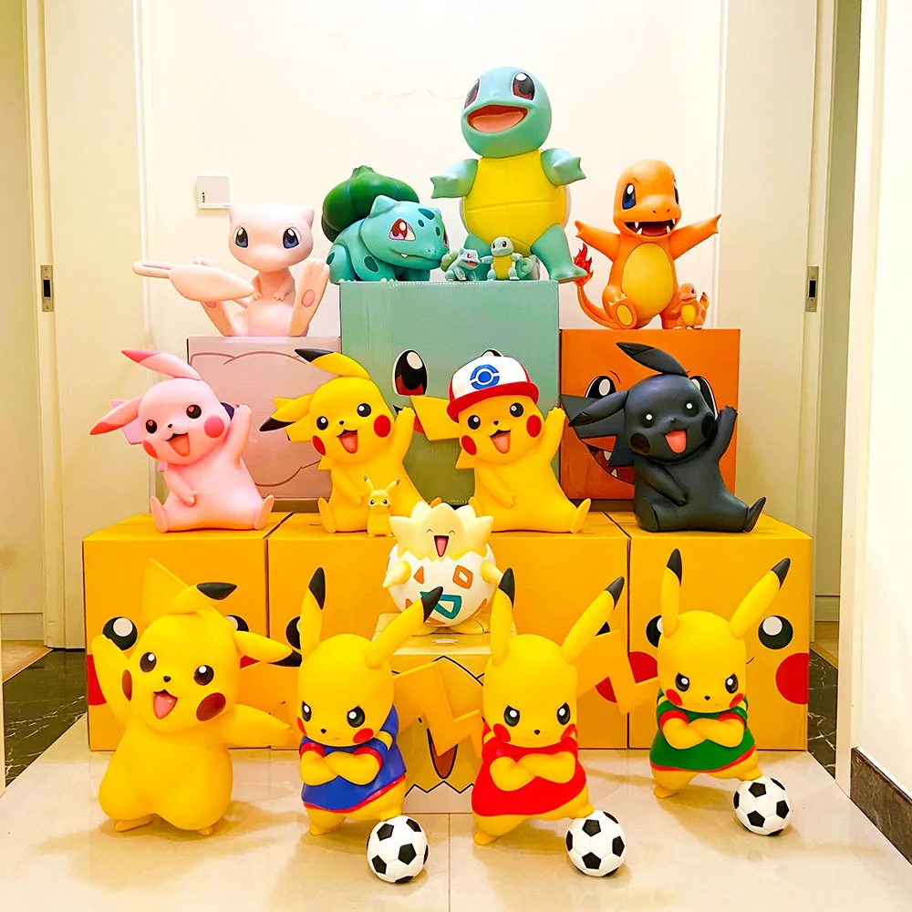 

1/1 Pokemon Figure Big Size Pikachu 40-50cm Charmander Psyduck Squirtle Kawaii Children's Room Decorations