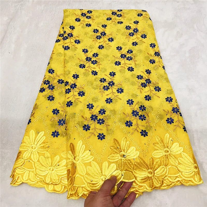 

5 Yard Dry Lace Fabric 2023 Latest Heavy Beaded Embroidery African 100% Cotton Swiss Voile Popular Dubai Style LX062301