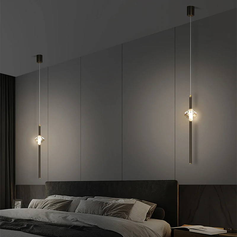 

Modern Luxury Metal Pendant Lamp Nordic Personalized Crystal Hanging Light Restaurant Living Room Bedhead Decor LED Chandelier