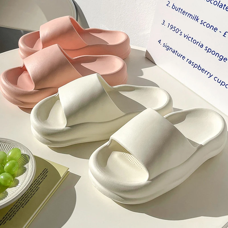 Curved Surface EVA Slippers for Home Designer Arch Support Platform Shoes Summer Indoor Decompression Non-slip Bathroom Slides
