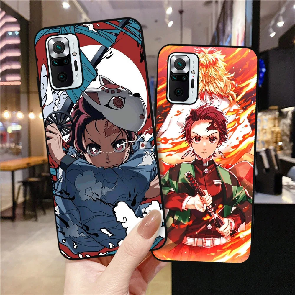 

Anime Demon Slayer Tanjiro Phone Case for Redmi 7 7A 8 8A 9 9A 9C 9T Note 10 4G Note 8 Note 9 Note 9T Poco X3 GT Black Soft Capa