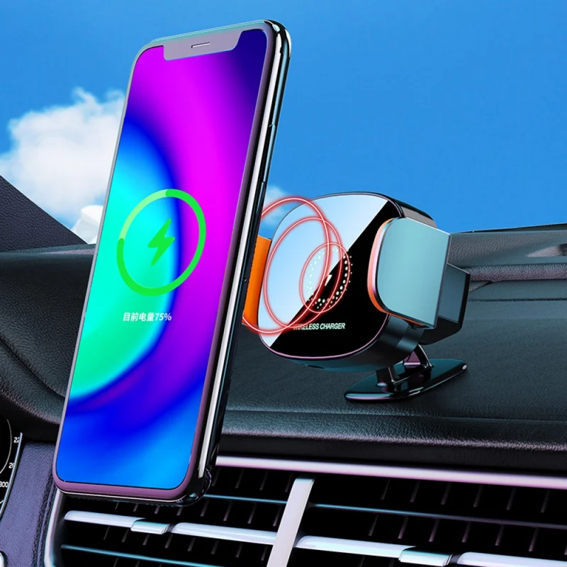 

Беспроводное Автомобильное зарядное устройство 15 Вт, держатель для телефона с быстрой зарядкой и креплением на створки вентиляции, держате...