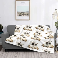 french bulldog dog pattern blanket flannel print cute animal multifunctional warm blanket bedding travel bedding