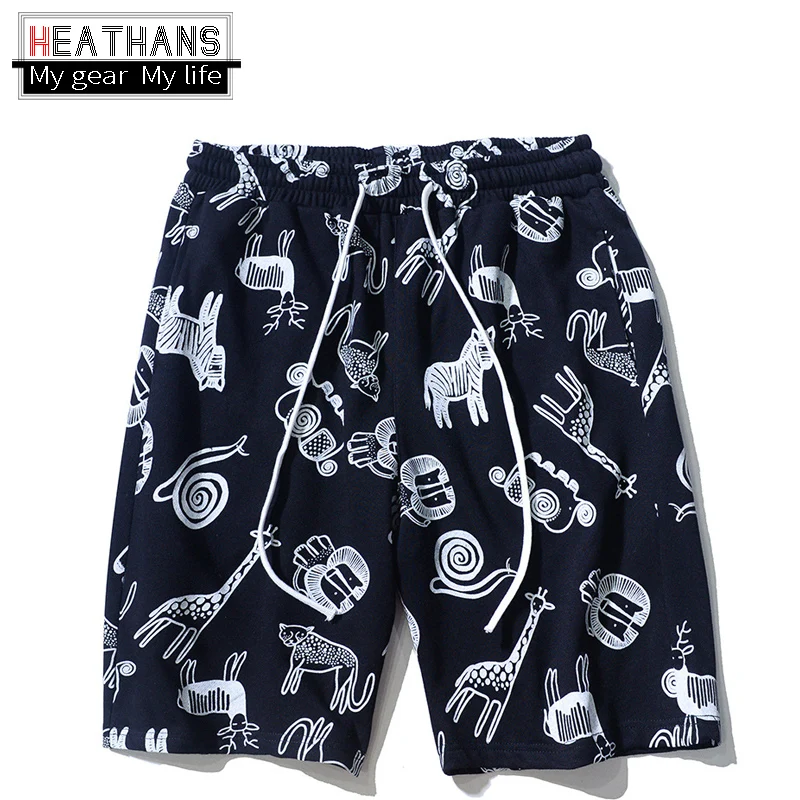 

2022 Summer New Full Print Sports Shorts Men's Street Hip-hop Loose Student Five-point Pants Hong Kong Style Fashion Breathable