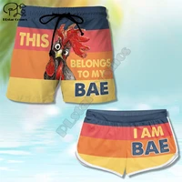 couple matching this belongs to my bae and i am bae 3d printed shorts women men elastic waist summer quick dry beach shorts