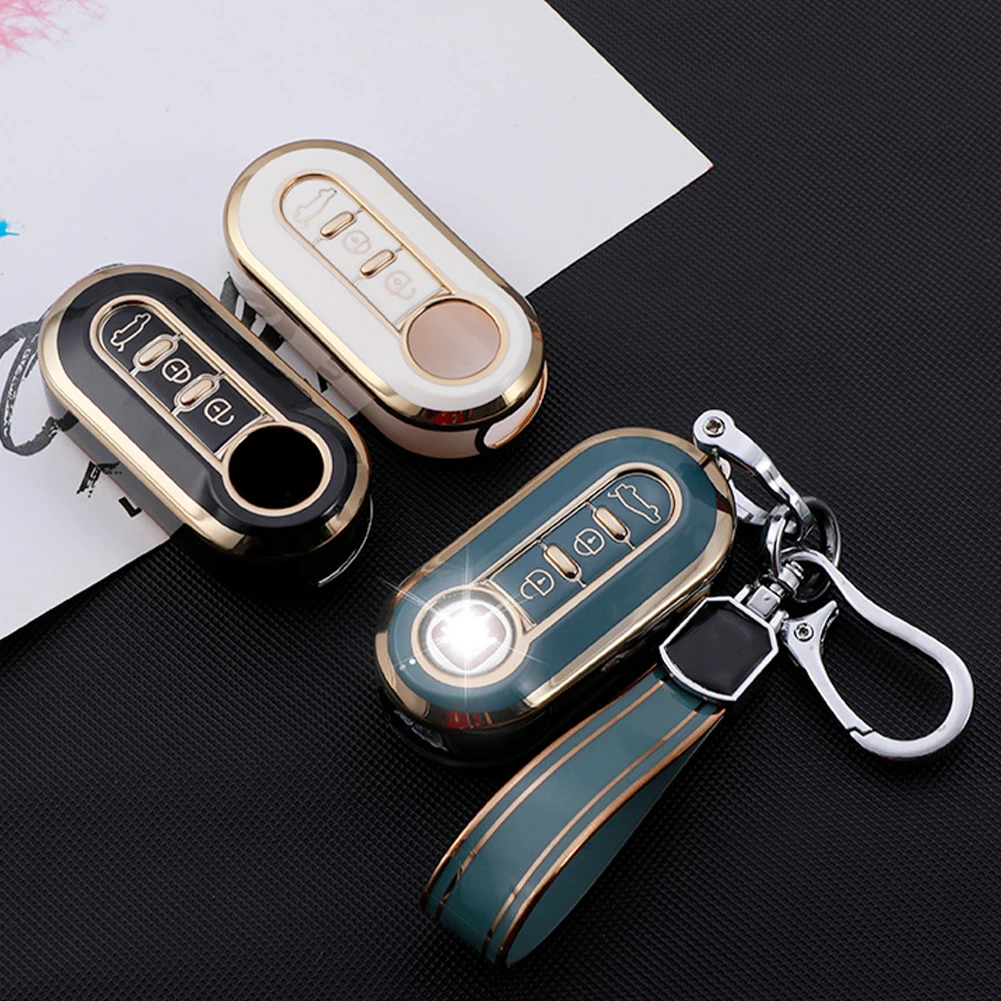 

Car Key Cover For 3-button Fiat Folding Mechanical Key 360 ° Protection Against Bumps Impact Scratches Car Flip Key Case Parts
