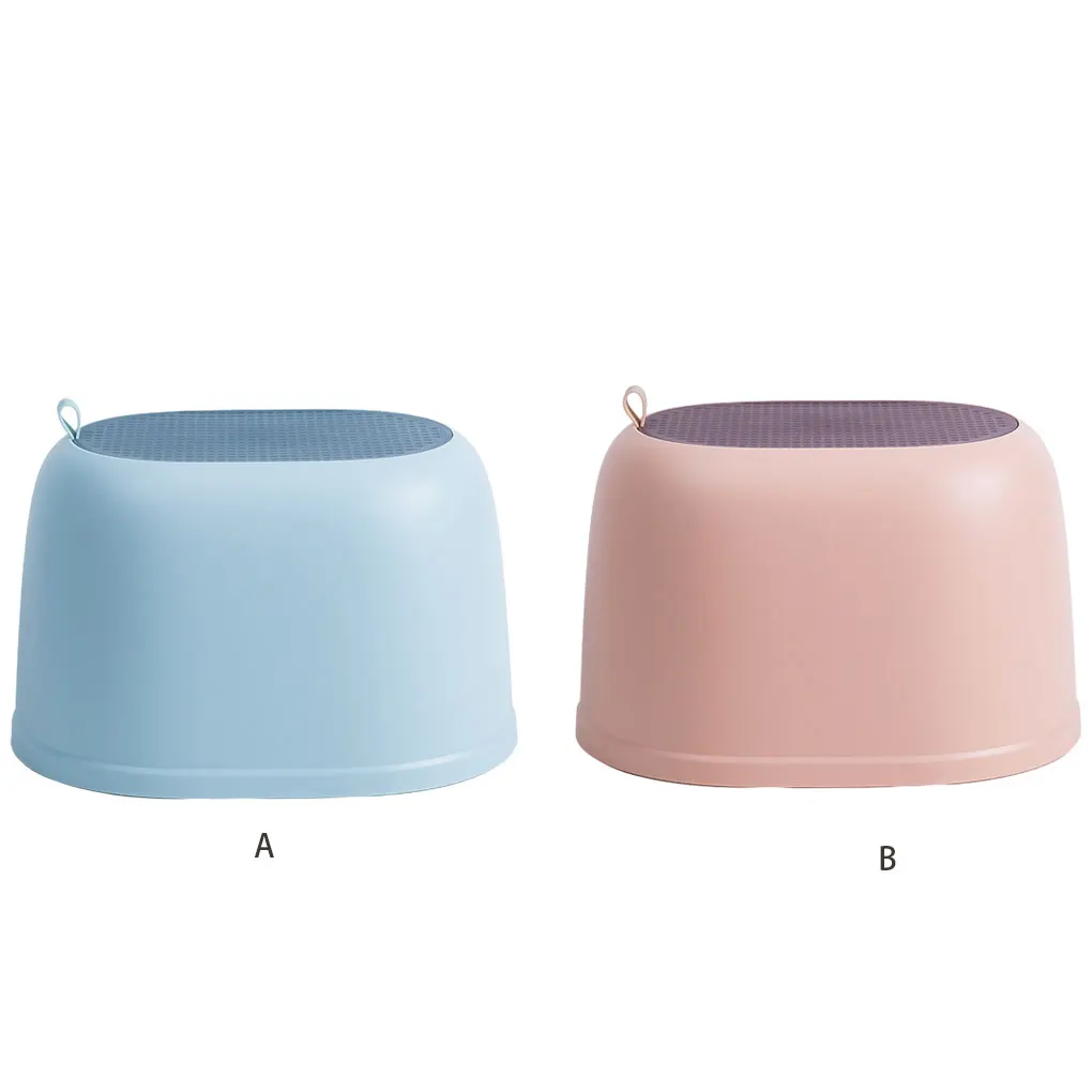 

Comfortable And Practical Bathroom Anti-skid Stool Beautifully Designed Easy To Stack And Easy To Receive Oval Is Safe baby blue