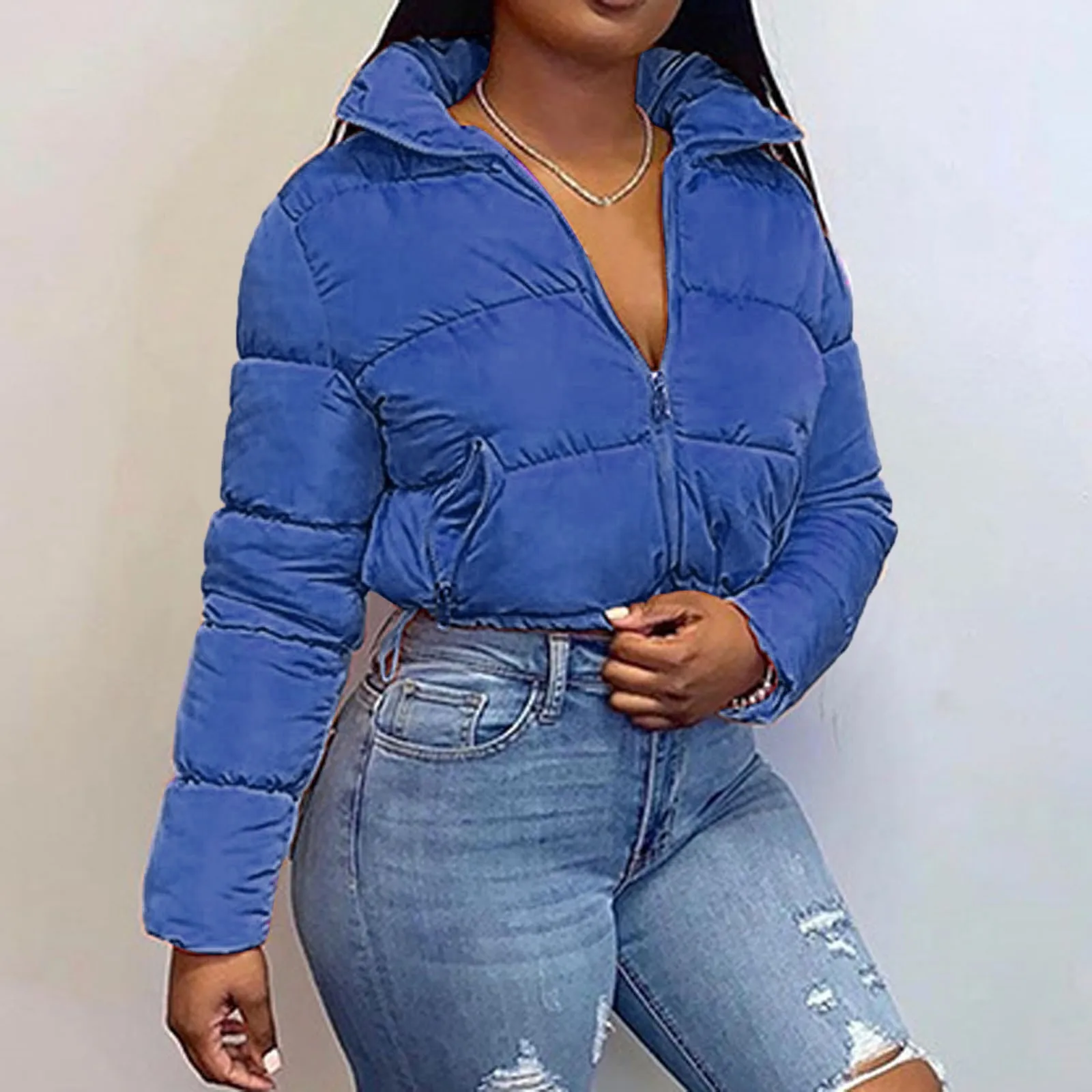 

Повседневная Элегантная короткая куртка, женские пуховики, универсальные пуховики на молнии с воротником-стойкой, хлопковая верхняя одежда, толстые женские зимние парки в Корейском стиле