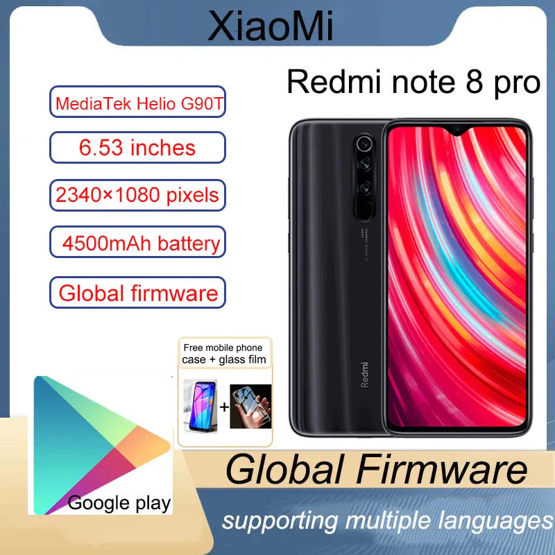 Xiaomi Redmi Note 8 Pro smartphone RAM 128GB ROM battary 4500mA 2340x1080 piexl Cellphone