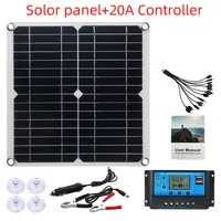 Solar Panel Kit For USB 5V DC5521 12V Battery Charging Backup Remote Power Consumption For RVs Cabins Houses Boats Caravan