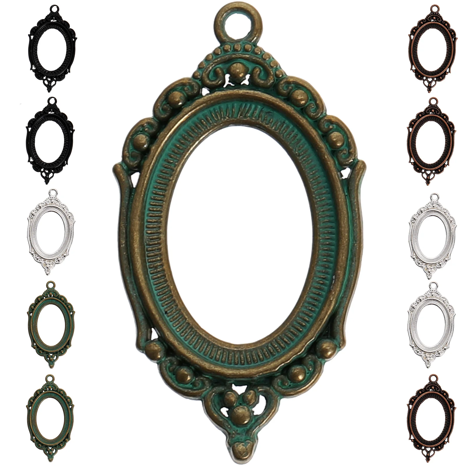 

21 Pcs Charm Stoppers Bracelets Bracelet Making Tray Pendant Bezel Tray Pendant Bezel Blanks Alloy Pendant Bezel