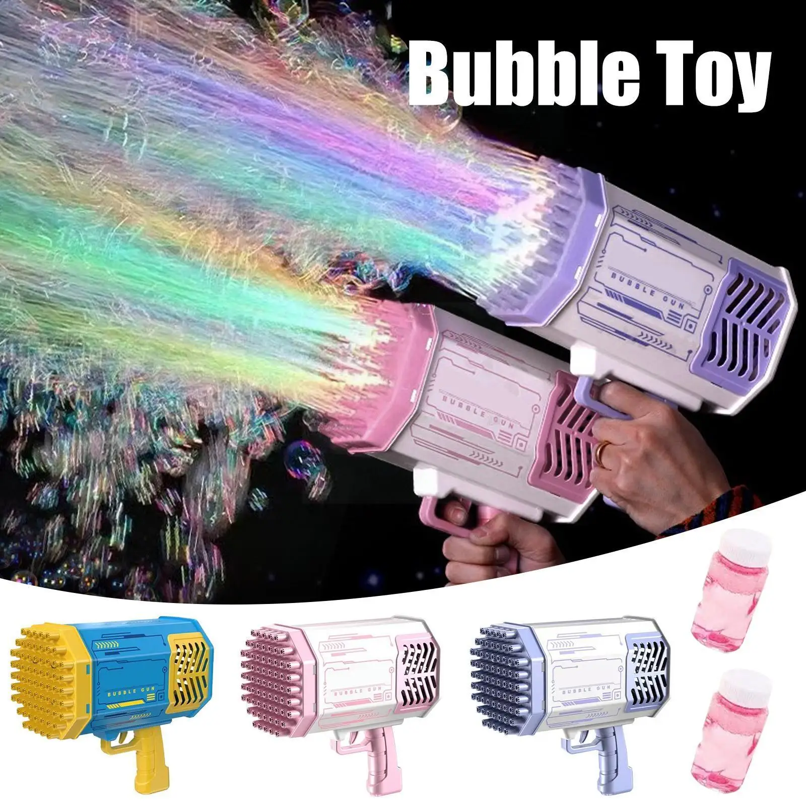 

69holes Bubble Gun Soap Bubbles Machine Shape Automatic Blower With Light Outdoor Summer Toys Gifts Bubble For Kids Childre P3l1