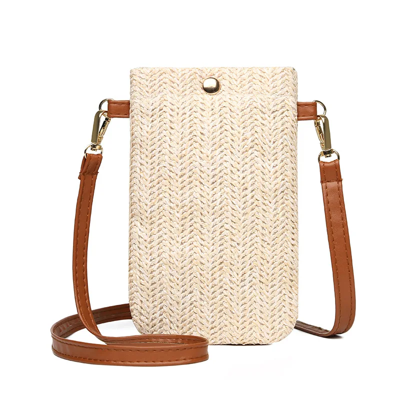

Fashion Woven Straw Ladies Crossbody Messenger Bag Summer Bohemia Beach Rattan Shoulder Pack Small Solid Mobile Phone Coin Purse