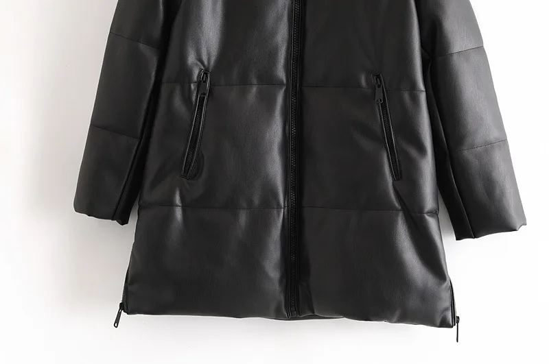 Fall Winter New Women's Jacket Thick Warm Faux Leather Parka Hooded Long Sleeve Coat for Women