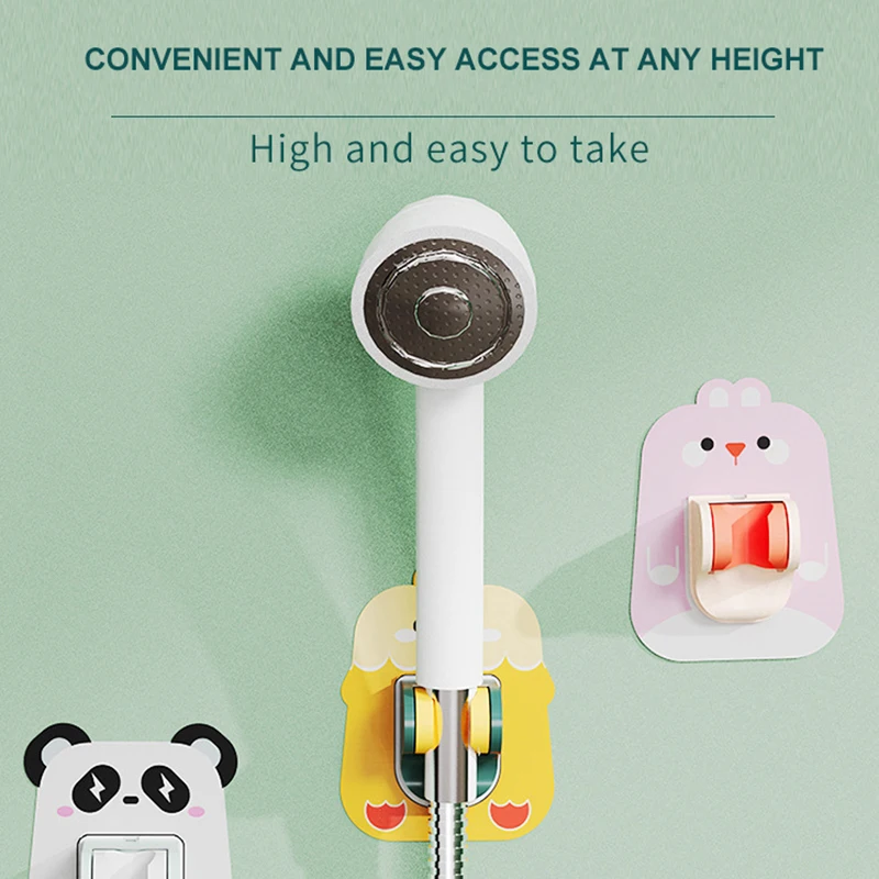 

Cartoon Bathroom Hole Free Shower Support Universal Adjustment Bathroom Wall Mounted Shower Head Holder Fixed Base Accessories