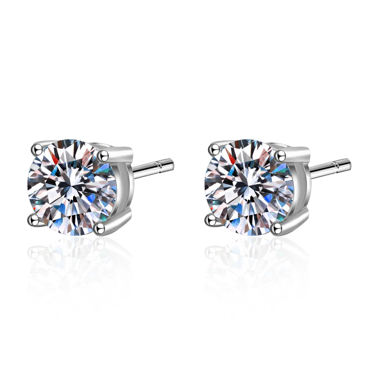 

100%Real Moissanite Stud Earrings 14K White Gold Plated Sterling Silver 4 Prong Diamond Earring for Women Men Ear Stud 1ct - 4ct