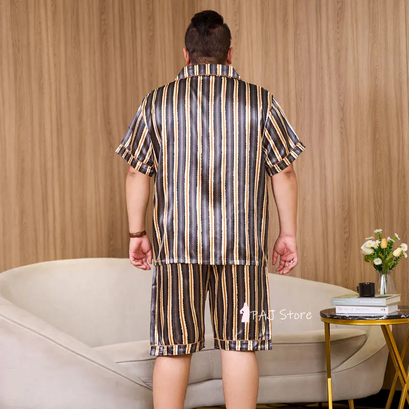 Pajamas Mans Silk  Plus Size man Pajama set 7XL Sleepwear Short Sleeved Homewear Leisure Nightwear Loyal Pjs Men Home Clothing