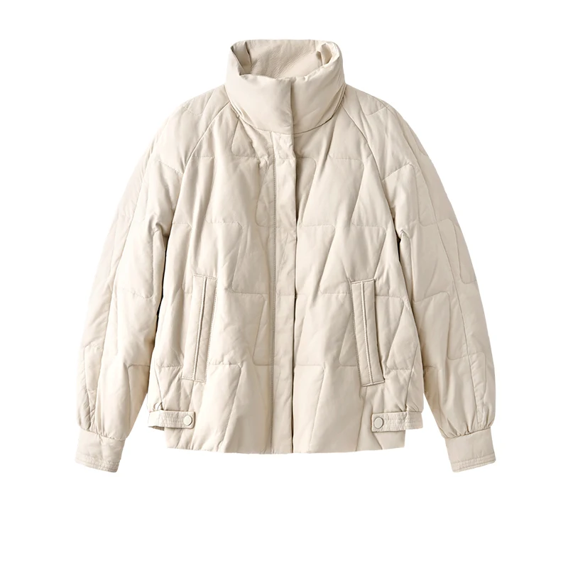 Sheepskin Coat Women Design Fashion High Quality 90% White Goose Down Thin High Street Autumn/Winter Casacos De Inverno Feminino