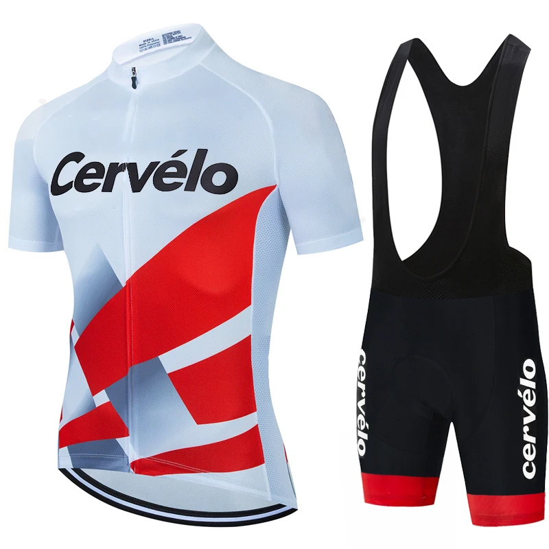 Фото Летний мужской велосипедный костюм Cervélo: джерси и шорты на лямках, комплект одежды для шоссейного велоспорта, дышащая ткань, быстросохнущая, для гонок и спорта №4