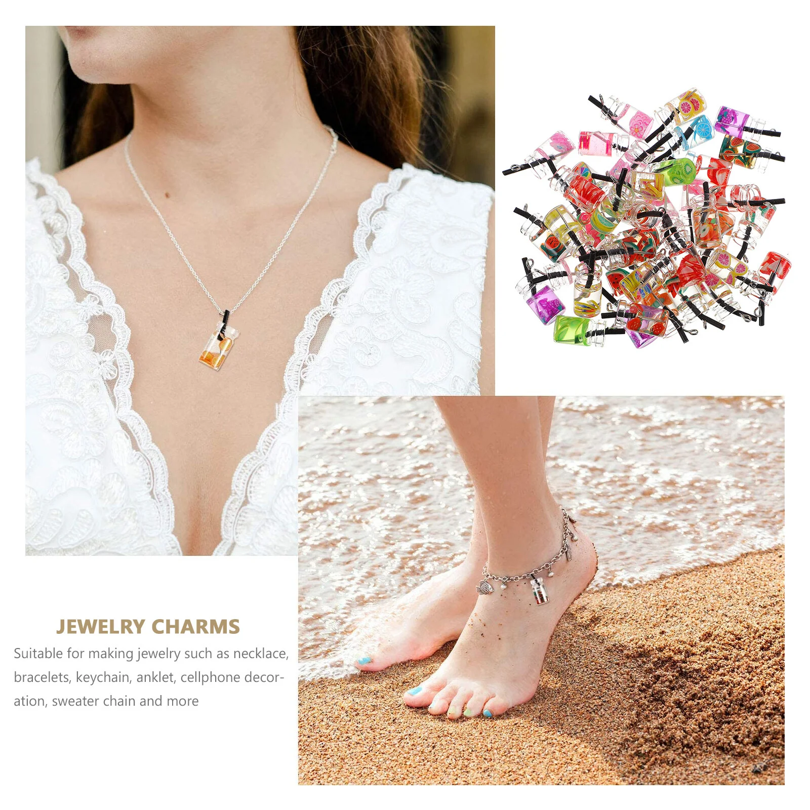 40Pcs Jewelry Charms Decorative Fruit Drinks DIY Charms Novelty Drinks Cups Pendants DIY Charms
