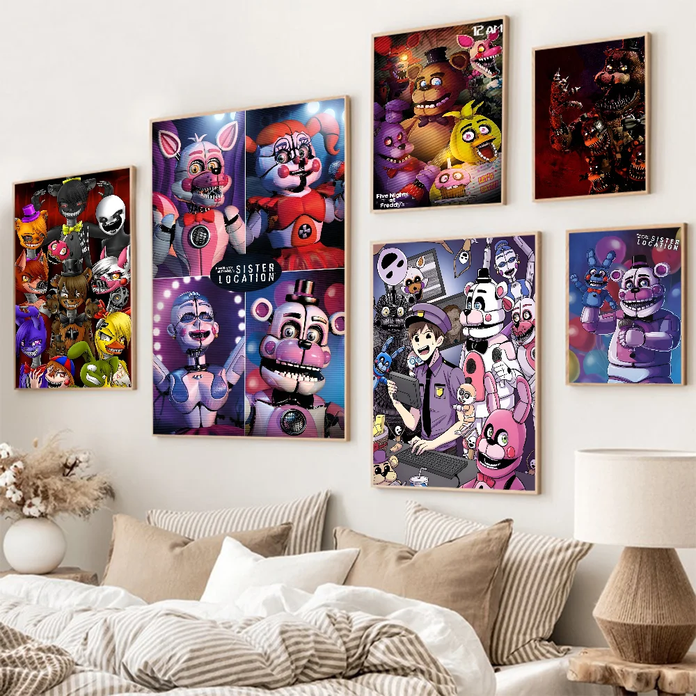 Fnaf Five-Nightes At Games F-Freddyes Классические постеры с фильмами HD Качественный постер