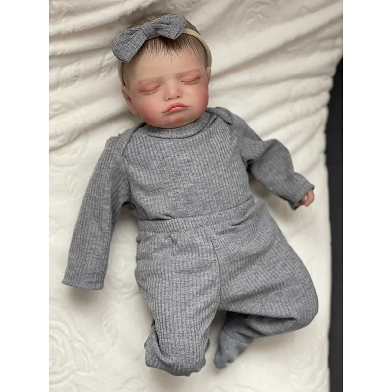 19inch Reborn Bebe Rosalie Newborn Dolls Sleeping Baby Handmade Painted Lifelike 3D Skin with Visible Veins