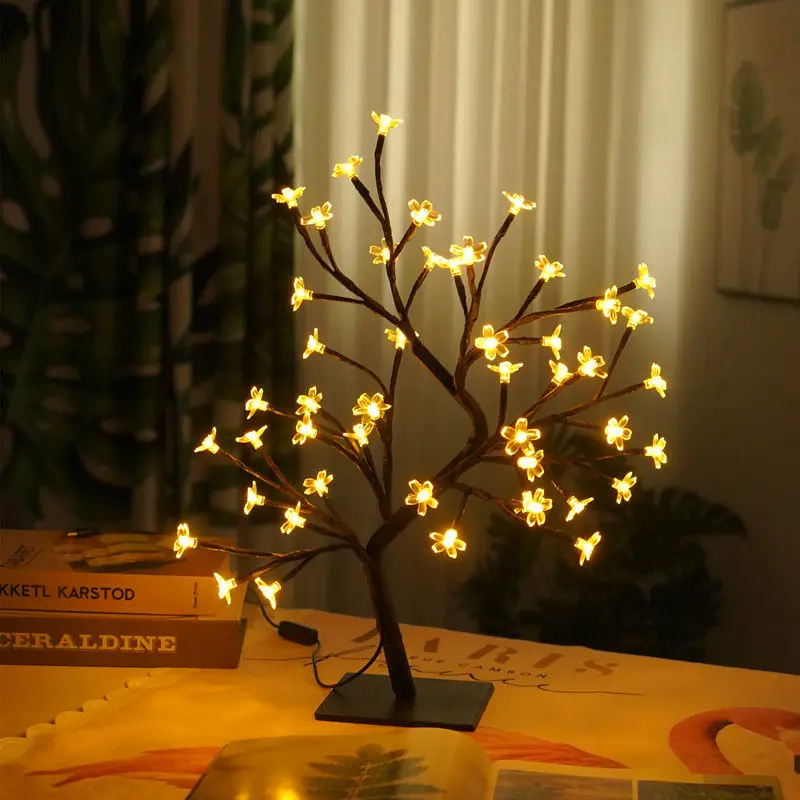 

Cloud Mirror Tulip Lamp Creative Cherry Tree Light Usb Small Night Light Room Decoration Bedside Romantic Girl Atmosphere Lamp