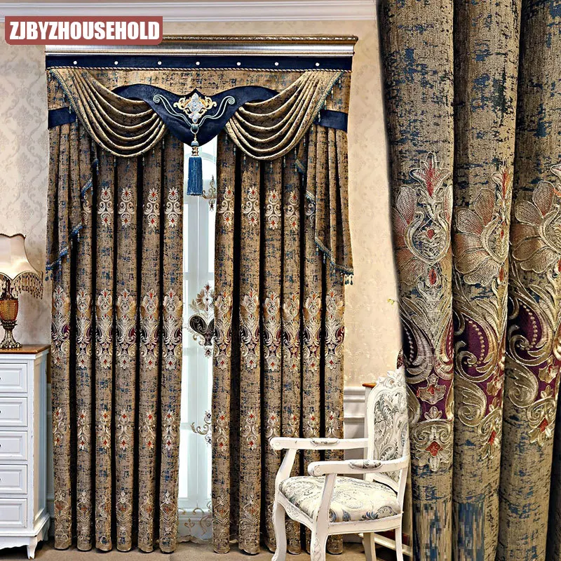Шторы в европейском стиле для гостиной высококачественные вышитые газовые