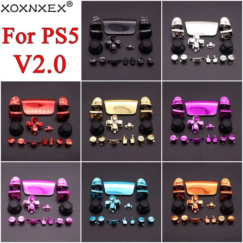 

1 комплект, хромированные кнопки для PS5 2,0 V2, ручные стики для джойстика L1 R1 L2 R2