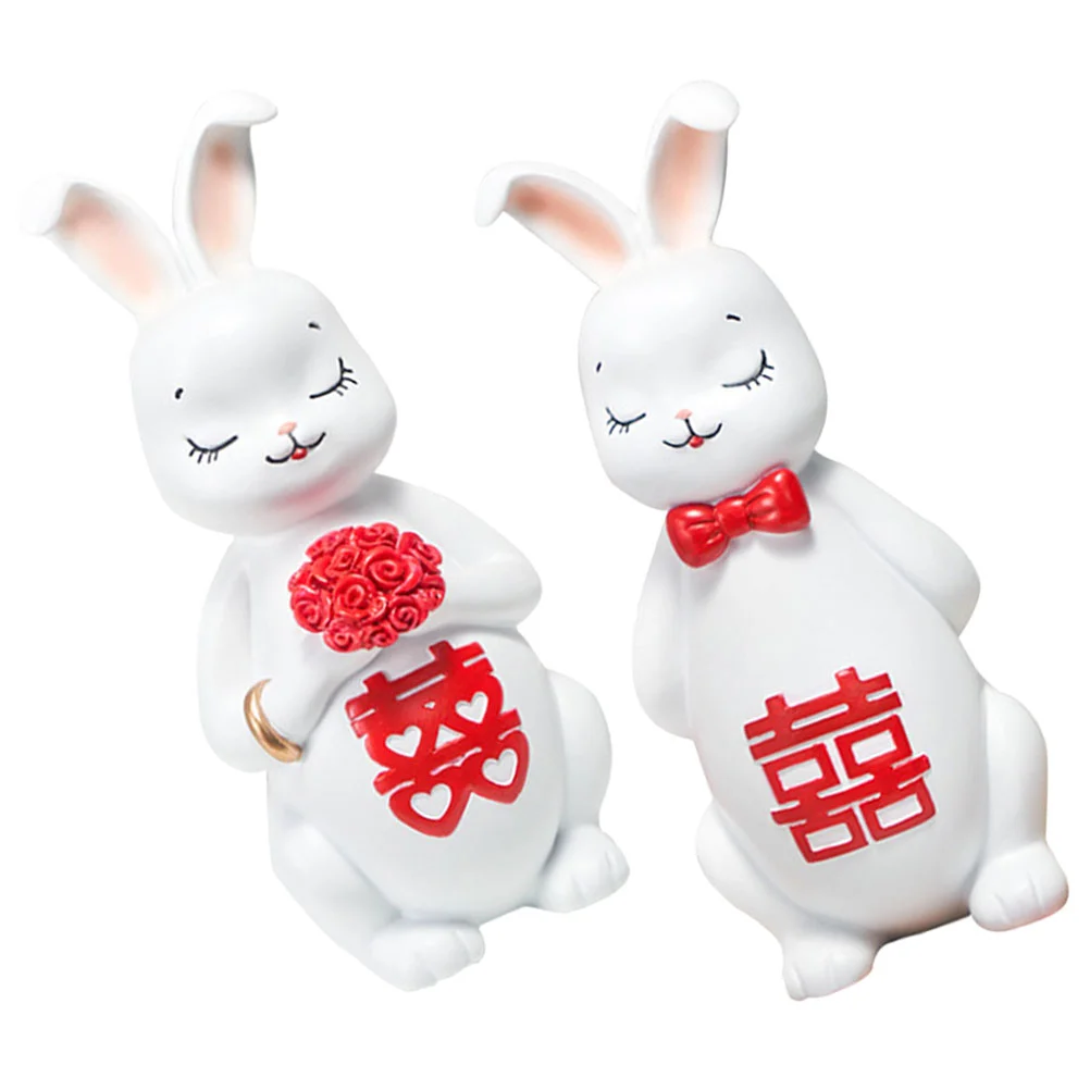 

Rabbit Statue Wedding Figurine Chinese Bunny Couple Decor Zodiac Sculpturegifts Yeargift Bridal Engagement Animal Thefigures