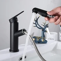 bathroom faucet with pull out sprayer single handle basin mixer tap for hot and cold water faucet with rotating spout