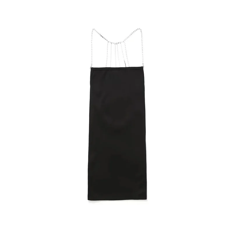 

TRAF 2023 Seamless Short Jewel Dress For Women Straight Neckline Fashion Mini Dress New Summer Black Sexy Party Short Dress