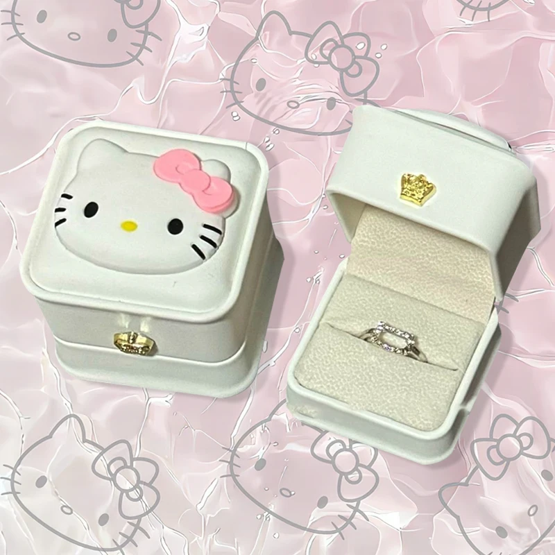 Милые 3D очаровательные аксессуары Hello Kitty коробка для хранения колец в стиле