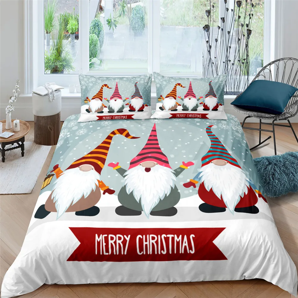 

Merry Christmas Bedding Set King Queen Full Twin Size Kids Cartoon Duvet Cover Snow Comforter Cover 2/3pcs Polyester Quilt Cover