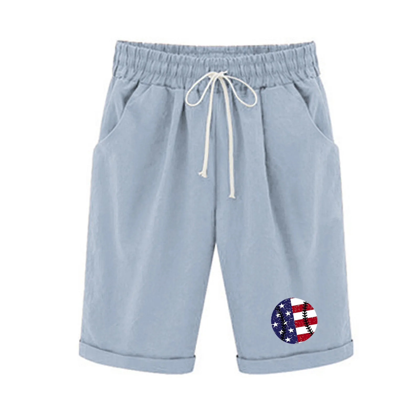 

Shorts for Women's 2023 Summer Fashion Casual Loose Straight Shorts Women's Elastic Waist Oversized Cropped Pants pantalones