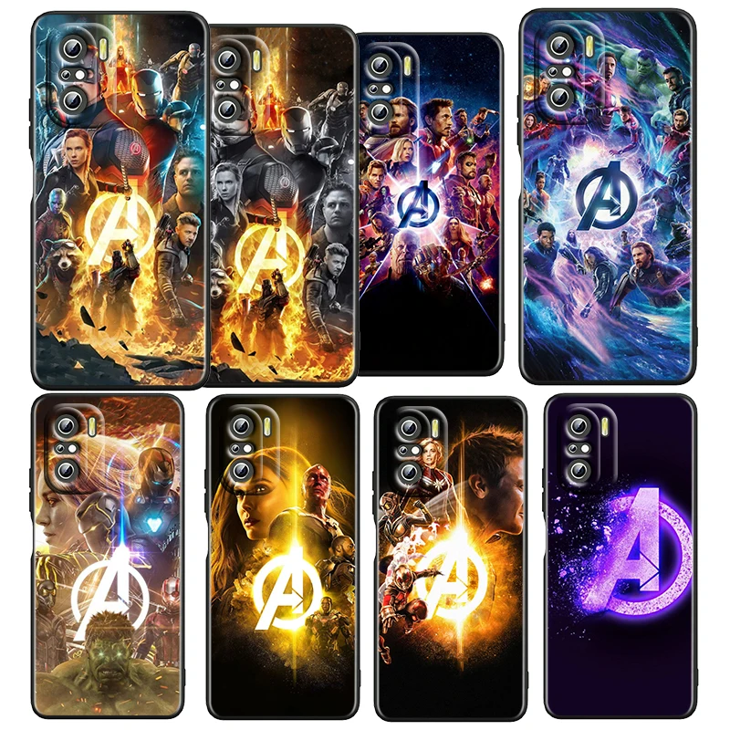 

Avengers Glowing Logo For Xiaomi Redmi K50 K40 Gaming K30 K20 Pro 5G 10X 9T 9C 5G TPU Soft Black Phone Case Fundas Coque Cover