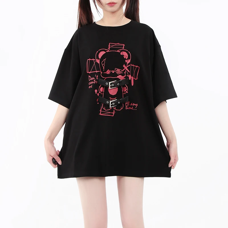 

Women's Sweet Cool Loose Streetwear Tee Short Sleeve Women's Summer Mid-Length T Shirt Vintage Slimming Casual Top