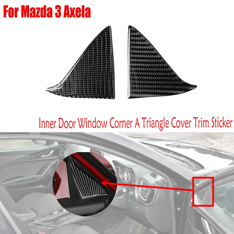 For Mazda 3 Axela 2017 2018 Carbon Fiber Car Accessories Interior Parts Inner Door Window Corner A Triangle Cover Trim Sticker