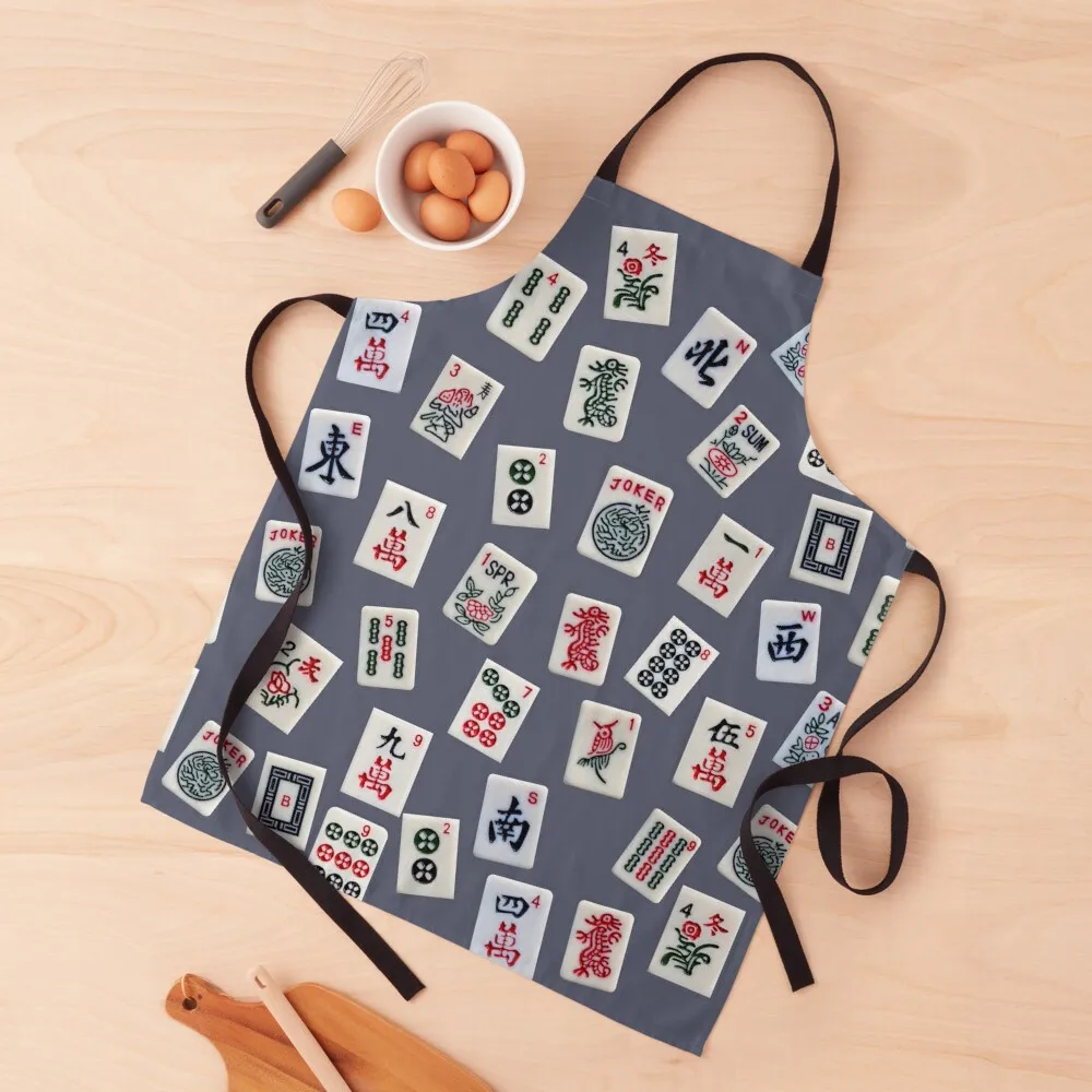 Фартук с плиткой Маджонг голубого цвета