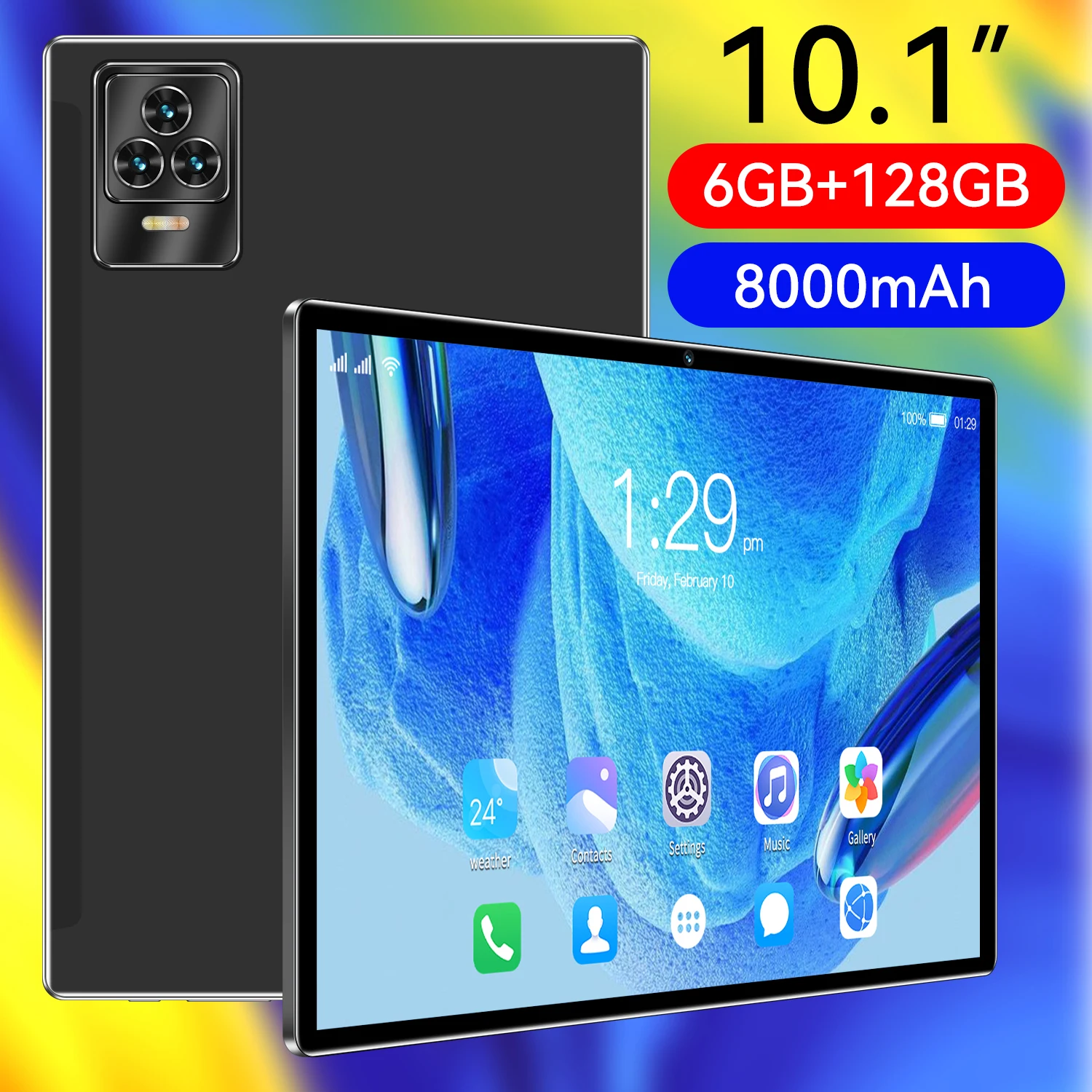 

Global Version New Tablet Android 13 6G+128GB WiFi Tablet PC 10.1 Inch Dual SIM Card Tablet 5G Call Phone GPS Bluetooth Gifts
