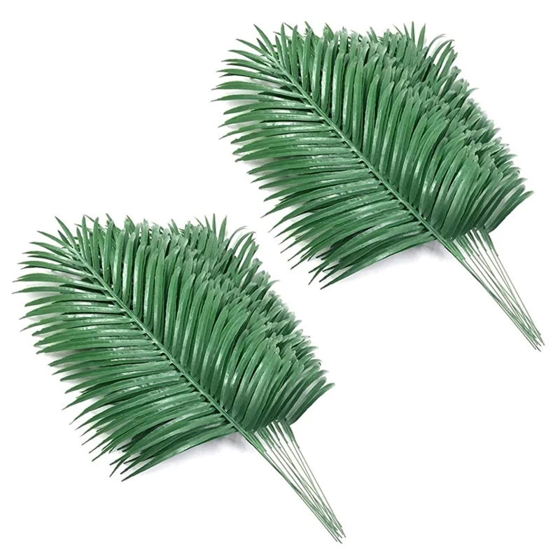 

24Pcs Artificial Palm Leaves Plants Faux Palm Fronds Tropical Large Palm Leaves Greenery Plant For Leaves Hawaiian Party